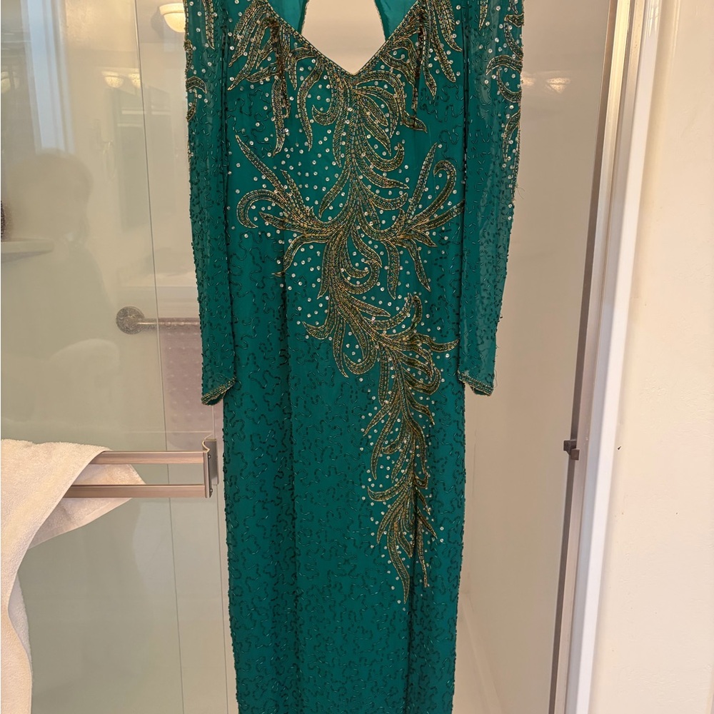Elegant Green Beaded Dress